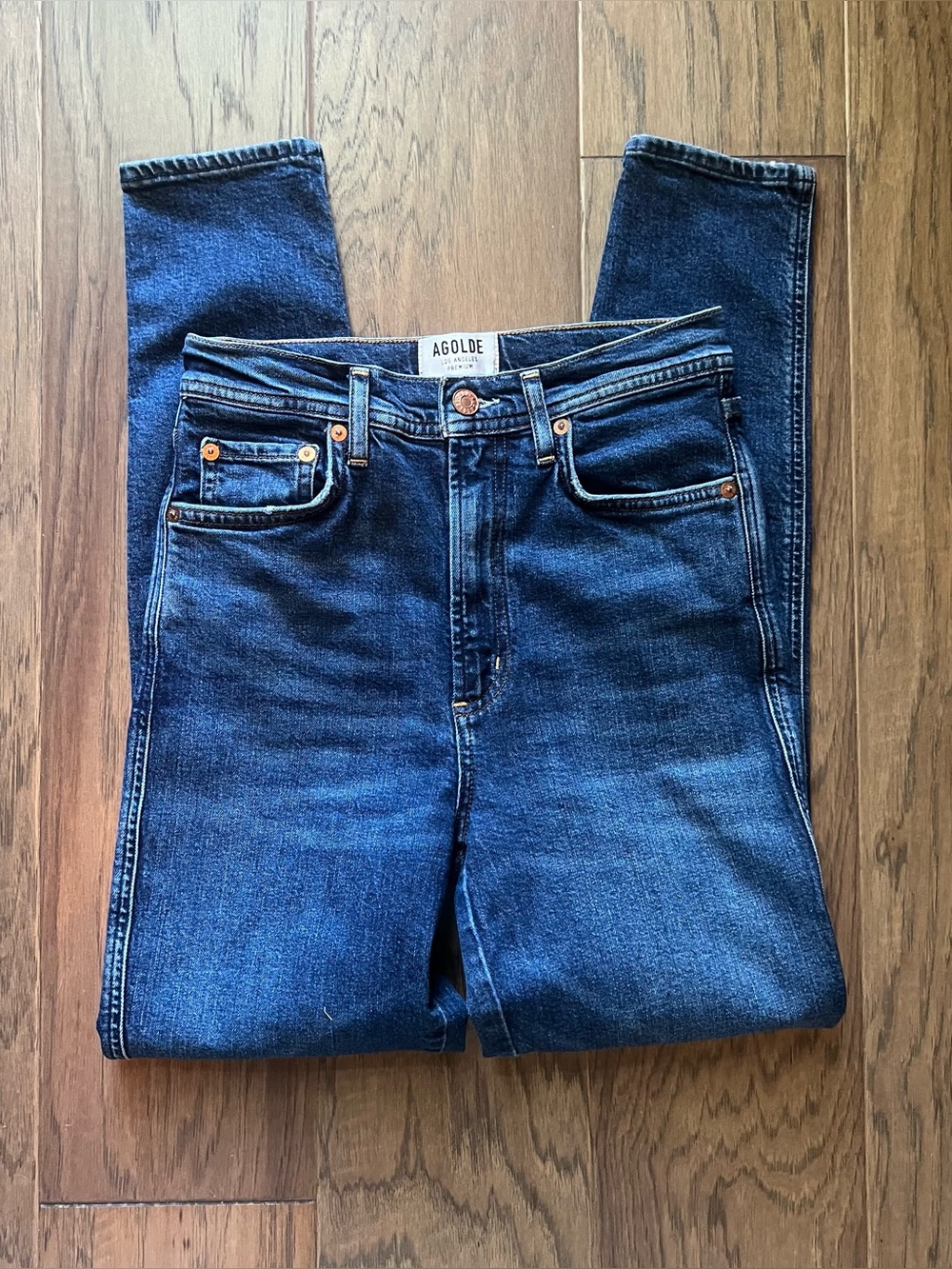 Agolde High Rise Skinny Jeans Dark Wash Denim Cotton Blend Women’s Size 26
